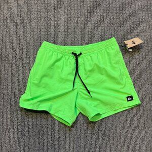 Quiksilver Men's Lime Green Swim Trunks - Large